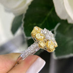 18K White & Yellow Gold Fancy Yellow Diamond Flower Ring – 3.58CT Yellow Diamonds / 1.40CT Side Diamonds | DR053