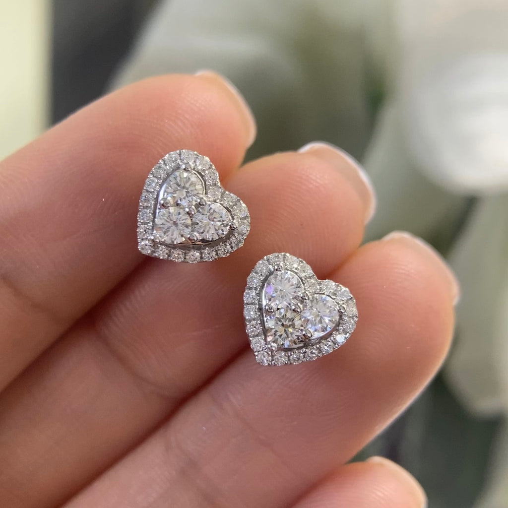 14K White Gold Heart Style Diamond Stud Earrings 0.85CT – PJE5684A-003 LET
