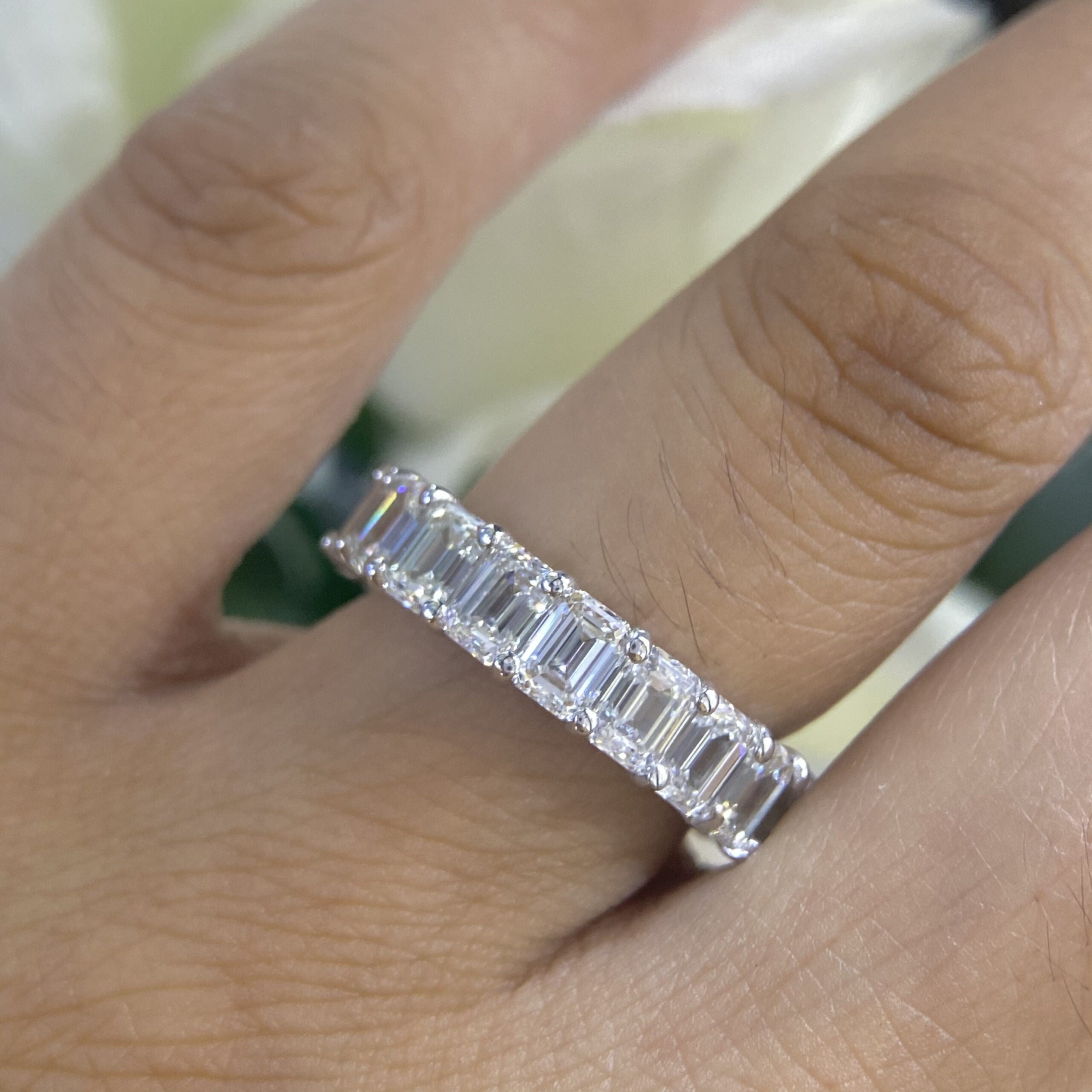 Platinum Emerald Cut Diamond Eternity Band – 7.58CT F/VS2 | WB681
