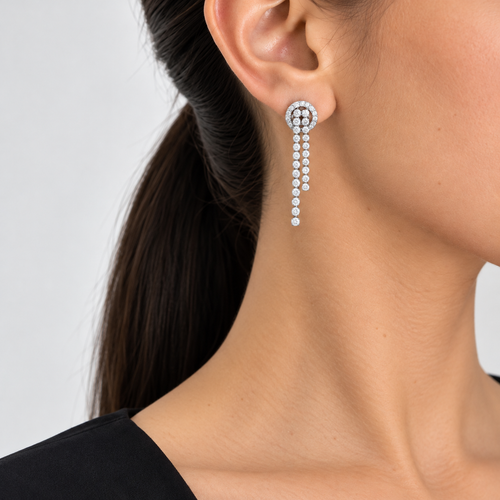 14K White Gold Diamond Drop Earrings