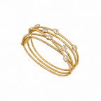 Yellow Gold Coil & Diamond Cluster Wire Bangle DB098 NGZJ