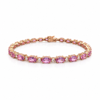 18K Rose Gold Bracelet with 0.61 CT Diamonds & 6.53 CT Pink Sapphires
