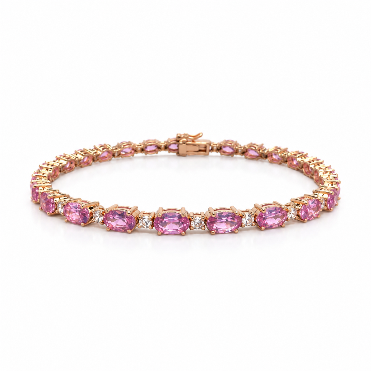 18K Rose Gold Bracelet with 0.61 CT Diamonds & 6.53 CT Pink Sapphires