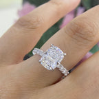 18K White Gold Cushion Cut Lab-Grown Diamond Ring – 3.33CT Center / 1.06CT Side Diamonds E/VS1 | CUSHDR0025
