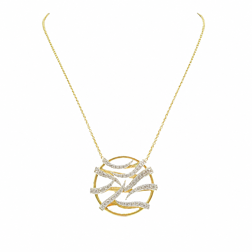 18K Yellow Gold Diamond Pendant Necklace – 0.92ct Natural Diamonds, 18 Inches