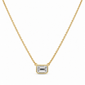 14K Yellow Gold 3.03 CT Emerald-Cut Diamond Bezel-Set Pendant Necklace