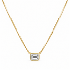 14K Yellow Gold 3.03 CT Emerald-Cut Diamond Bezel-Set Pendant Necklace