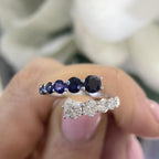 18K White Gold Sapphire & Diamond Ring – 1.15CT Sapphires / 0.85CT Diamonds | B16596BS-12