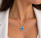 14K White Gold 5.50ct Blue Topaz Pendant Necklace in 0.30ct in Diamonds ZTJ
