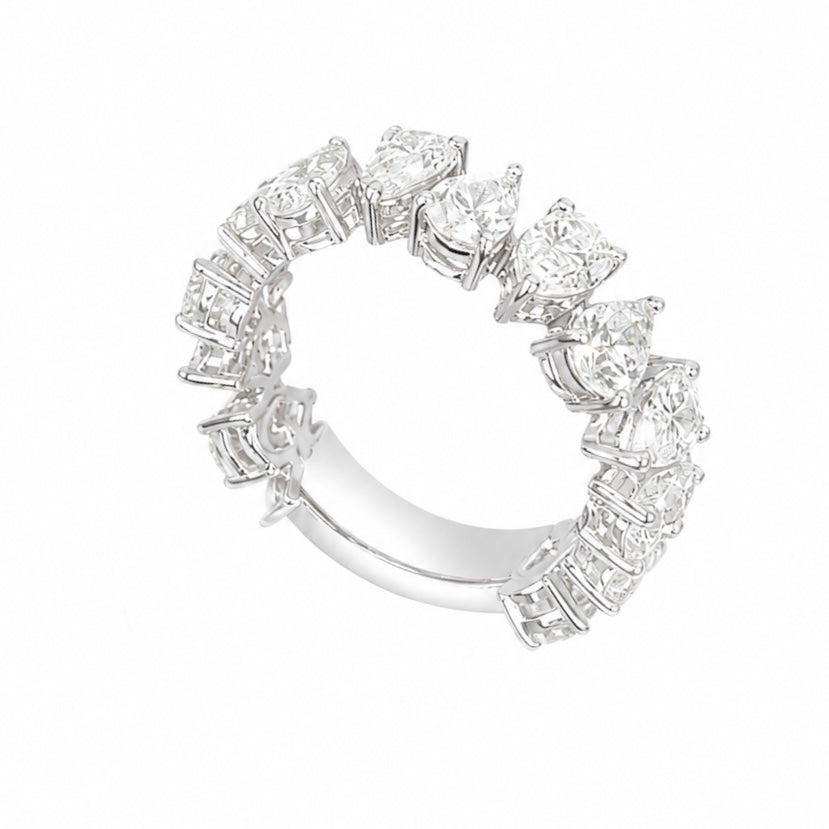 18K White Gold Pear Diamond Half Eternity Ring – 4.29CT WB115 TNJJ