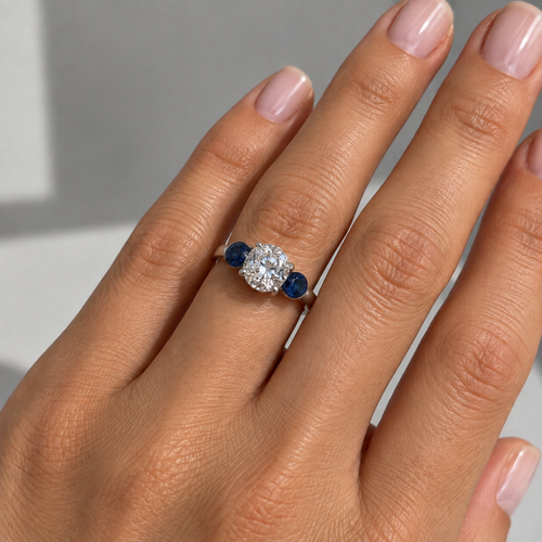 14K White Gold Ring 1.50CT Clarity Enhanced Diamonds & 0.98CT Sapphire SDR041 NEJJ