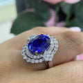 18K White Gold Natural Tanzanite & Diamond Ring – 7.50CT Tanzanite / 1.95CT Diamonds | TANR006