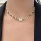 14K Yellow Gold Necklace Chain style with 2.69ct in rd diamonds and 0.43ct in baguettes. PJN497YG AZIJ