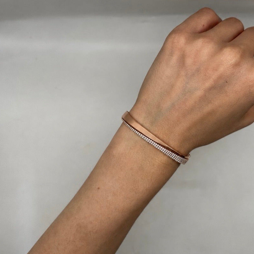Rose Gold Diamond Fancy Stacking Bangle -  0.78CT Diamonds