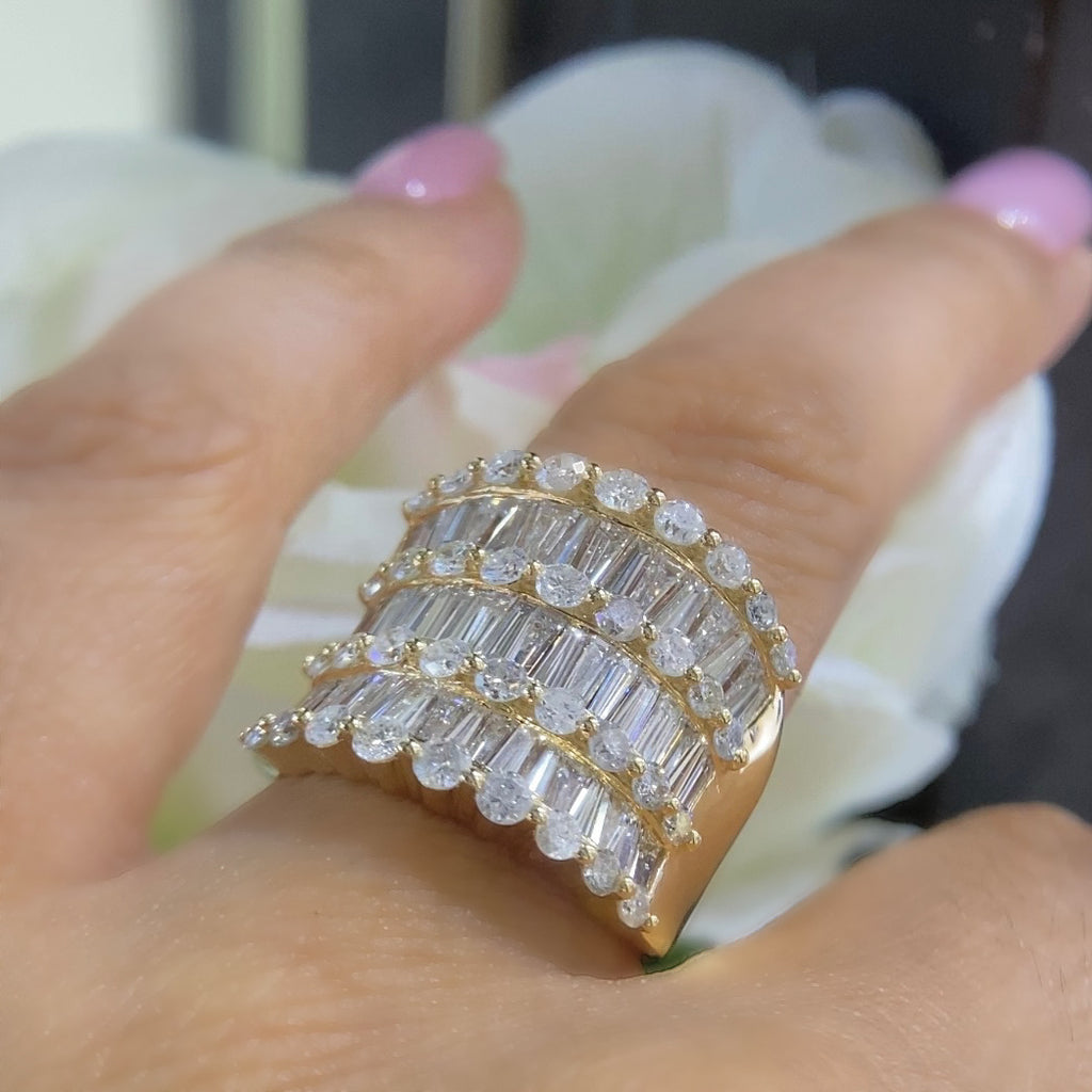 14K Yellow Gold Diamond Statement Ring – 4.10CT G/H SI | GJJJ