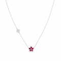 18KT White Gold Ruby & Diamond Necklace RDN005 IIJE