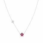 18KT White Gold Ruby & Diamond Necklace RDN005 IIJE