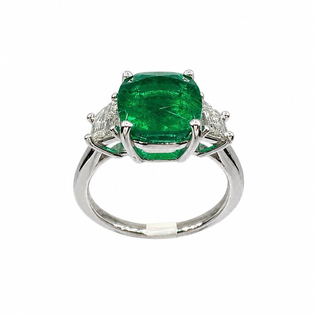 Platinum Emerald & Diamond Ring – 3.75ct Emerald & 0.64ct Diamonds EMDR027 SJJJ