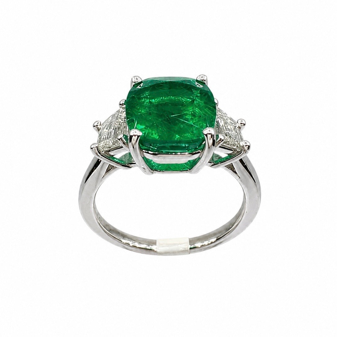 Platinum Emerald & Diamond Ring – 3.75ct Emerald & 0.64ct Diamonds EMDR027 SJJJ