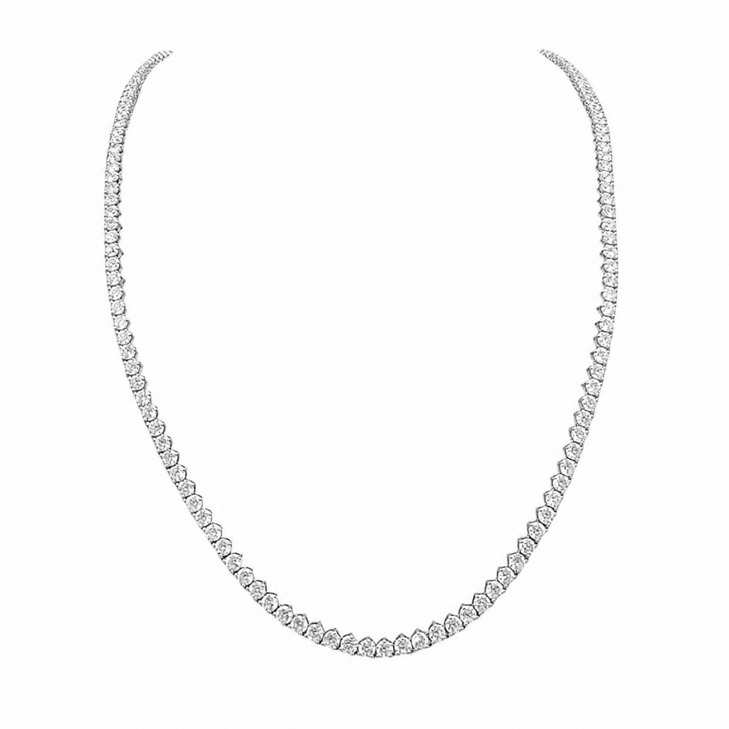14K White Gold Diamond Tennis Necklace – 19.90 CT - DN005 IILJJ
