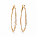 14K Yellow Gold 0.91 Ct Diamond Hoop Earrings