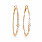14K Yellow Gold 0.91 Ct Diamond Hoop Earrings