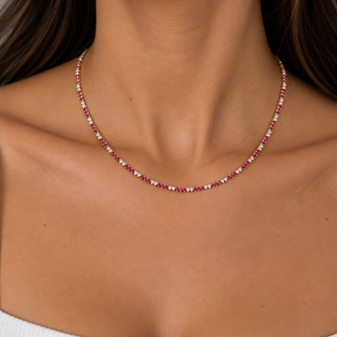 14K Yellow Gold Ruby & Diamond Necklace — 3.43 CT Ruby, 2.20 CT Diamonds PJN5293-RA1-007