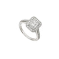 18K White Gold GIA Certified Radiant Diamond Halo Ring – 1.47CT Total Diamond Weight RADER012 IJGJ NLEN