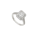 18K White Gold GIA Certified Radiant Diamond Halo Ring – 1.47CT Total Diamond Weight RADER012 IJGJ NLEN