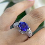 18K White Gold Natural Tanzanite & Diamond Ring – 3.03CT Tanzanite / 1.50CT Diamonds | TANR004
