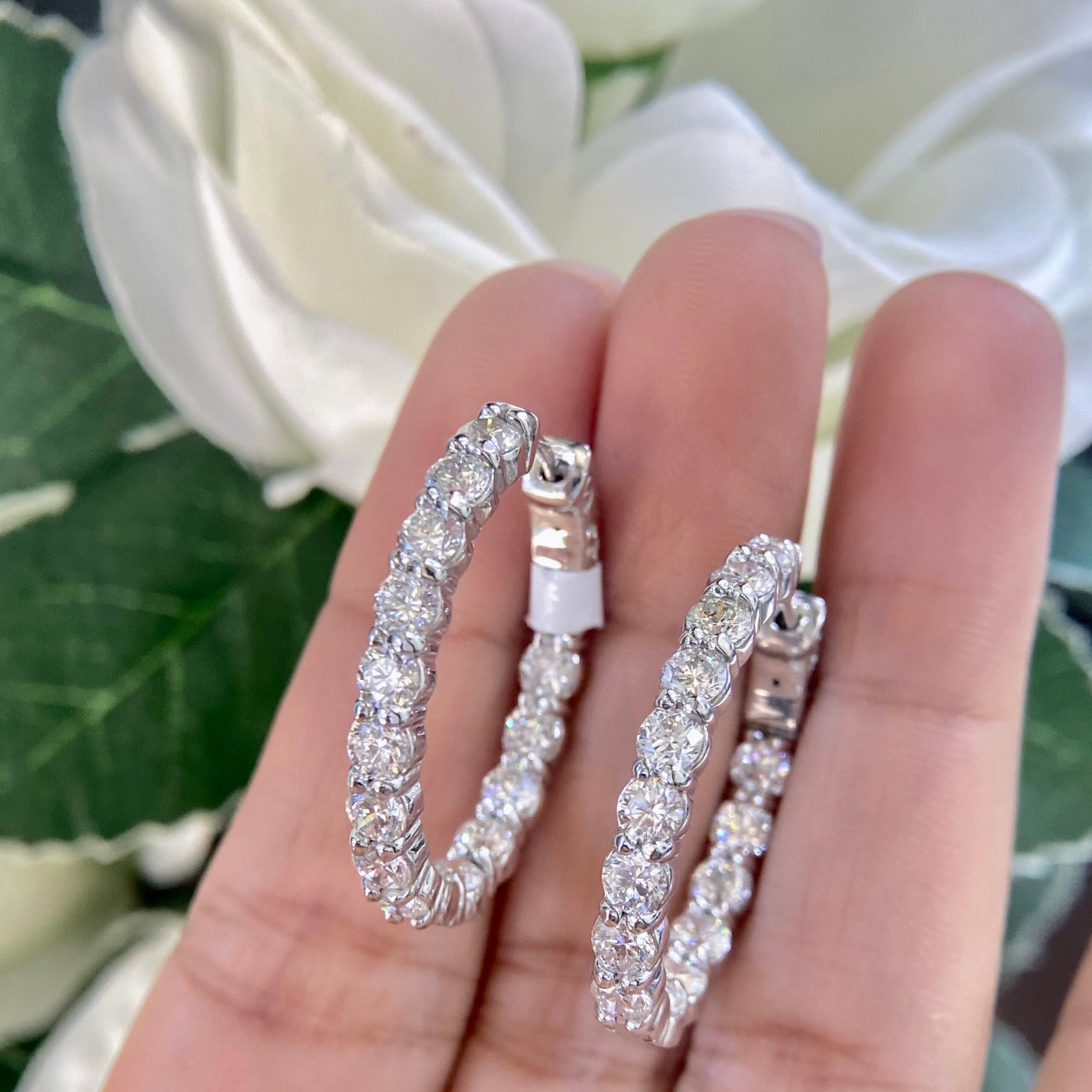 14K White Gold Oval Diamond Hoop Earrings – 5.50CT DIER0122 NAJJ