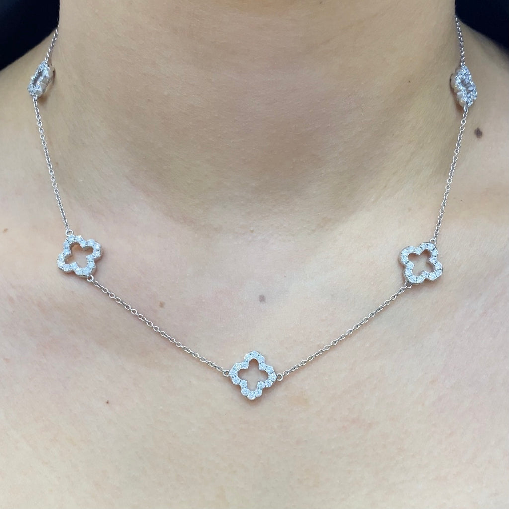 18K White Gold 4.70ct in diamonds Two sides Leaf style Necklace DN0049 AJJJ