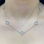 18K White Gold 4.70ct in diamonds Two sides Leaf style Necklace DN0049 AJJJ