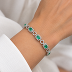 18K White Gold Emerald & Diamond Bracelet – 4.10CT | EMDB03 GIJJ