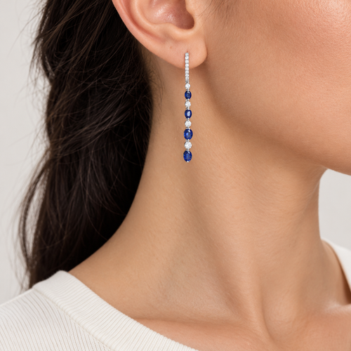 18K White Gold 2.86 CT Sapphire & 0.98 CT Diamond Drop Earrings