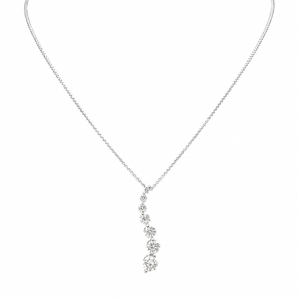 14K White Gold Diamond Pendant Necklace – 0.90CT STJ