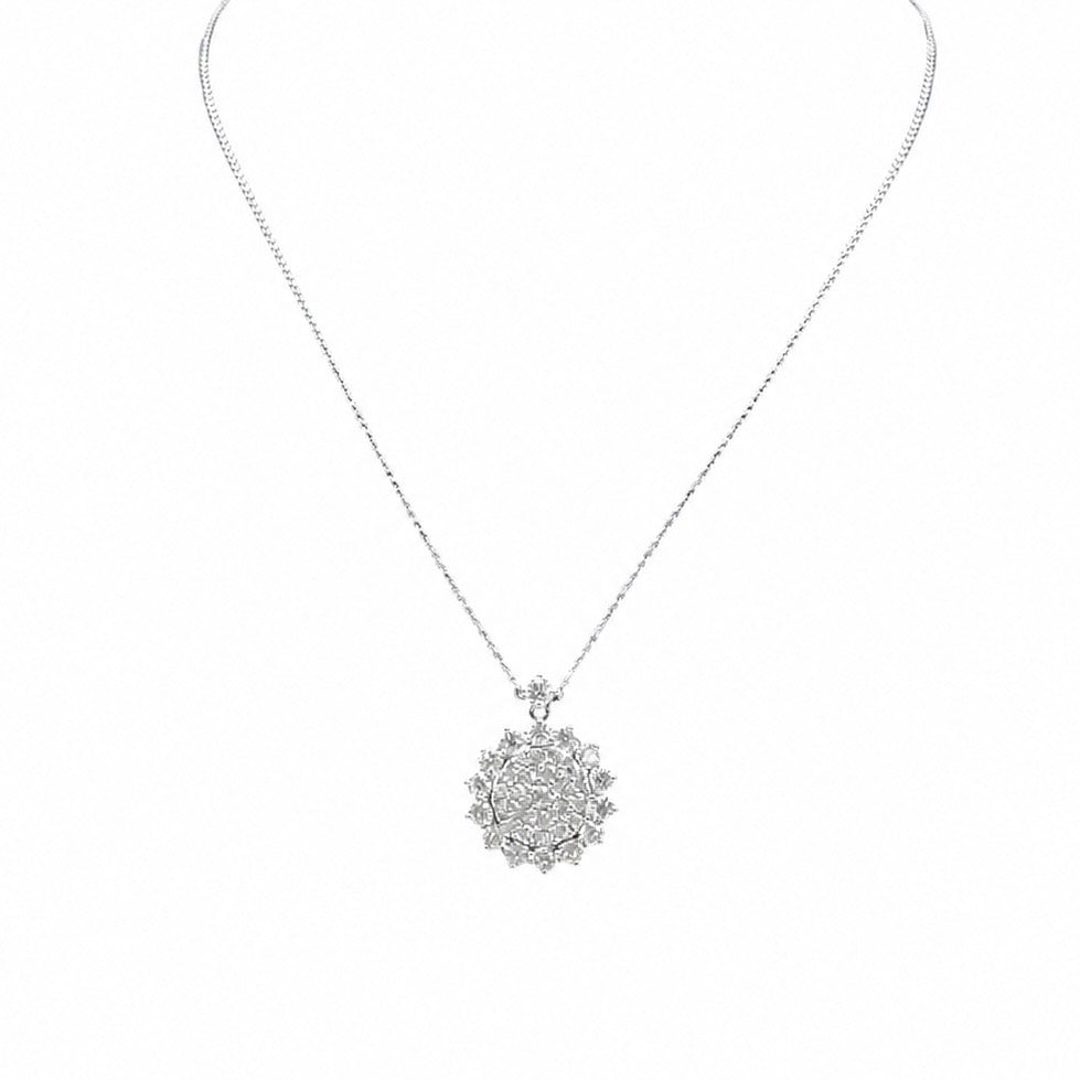 14K White Gold Diamond Pendant Necklace 2.21CT Round Diamonds PJN1123 IEJJ