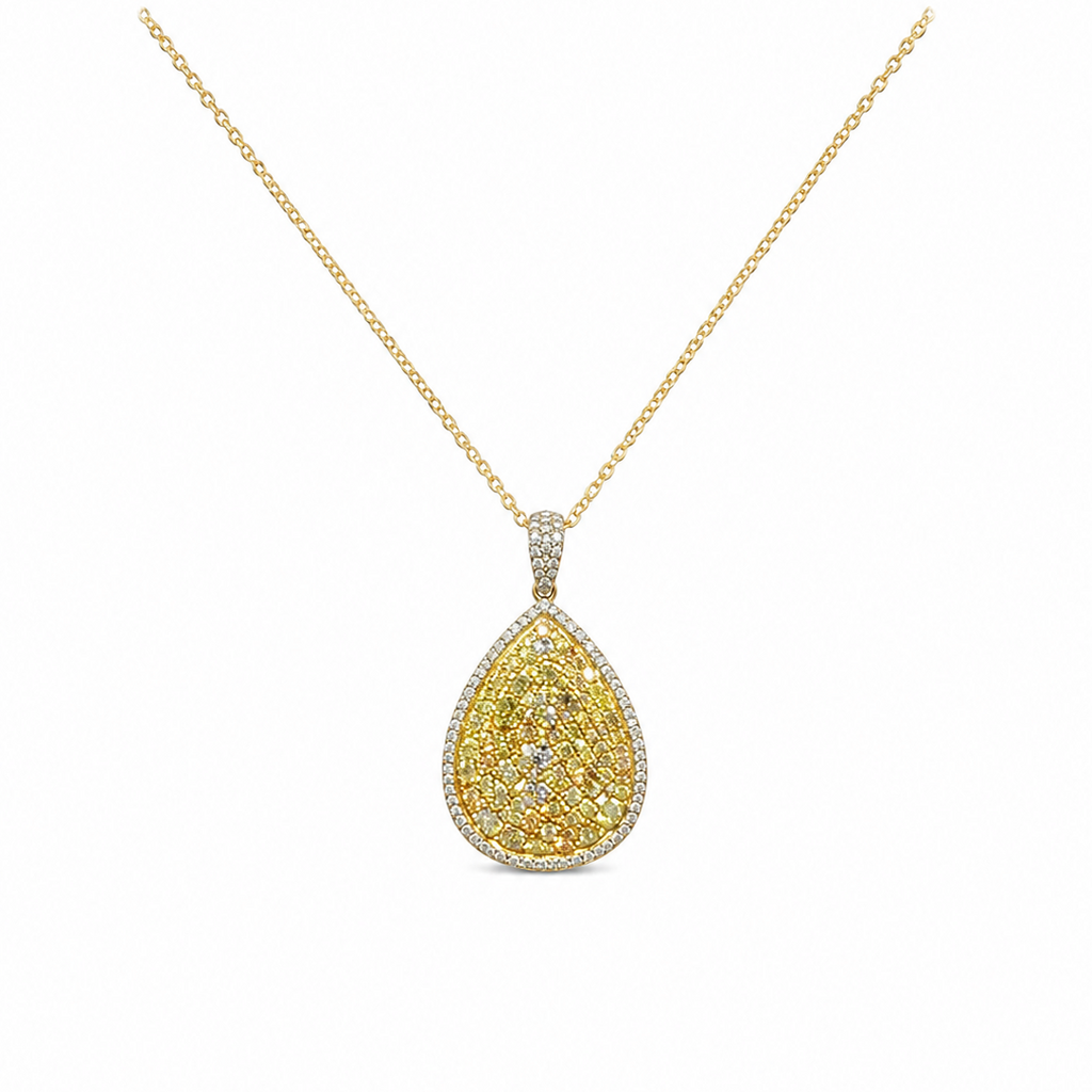 18K Yellow Gold Diamond Pendant Necklace with 2.94 CT Total Diamonds DP020 GNTJ
