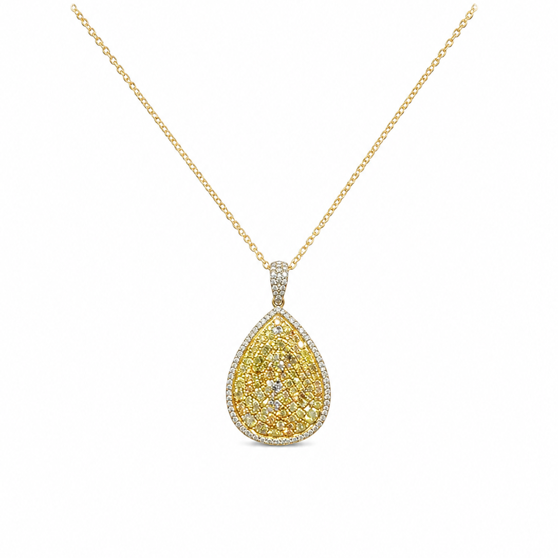 18K Yellow Gold Diamond Pendant Necklace with 2.94 CT Total Diamonds DP020 GNTJ
