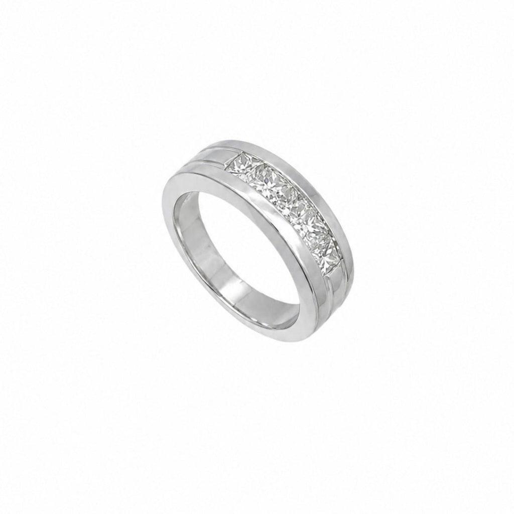 14K White Gold Men’s Princess Cut Diamond Band – 1.55CT WB818 ILJJ
