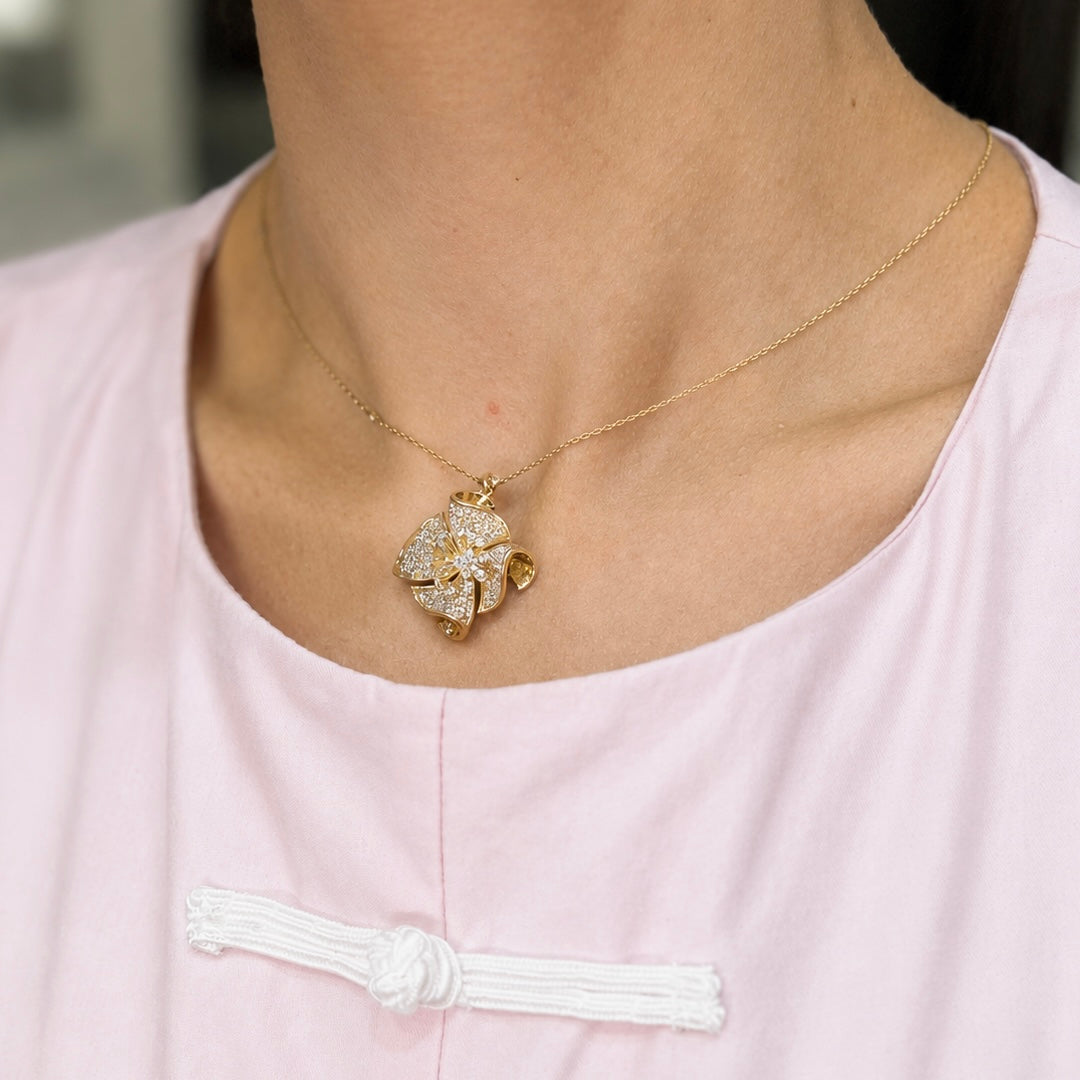 14K Yellow Gold Diamond Pendant Necklace – 1.69CT DN0110 ITJJ