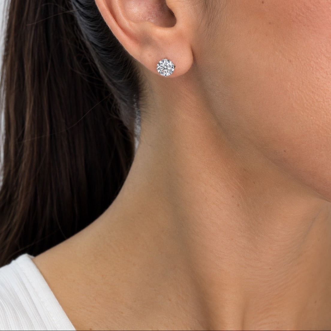 14K White Gold Stud Earrings with 2.00 CT Total Lab-Grown Diamonds TTJ
