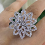 18K White Gold Flower Diamond Ring – 3.30CT G-H/SI | DR031