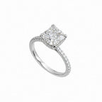 18K White Gold 2.37 CT Cushion Cut Diamond Ring – 1.72CT Clarity Enhanced Center Diamond CUSHDR0021 NGJJ