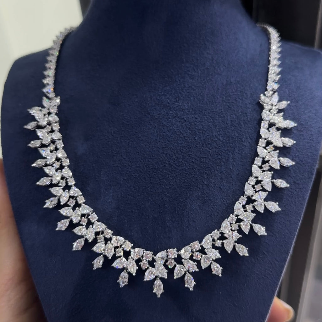 18K White Gold Diamond Necklace with 23.77ct natural Diamonds ,G color, VS2-SI1 Clarity. GA,TJJ