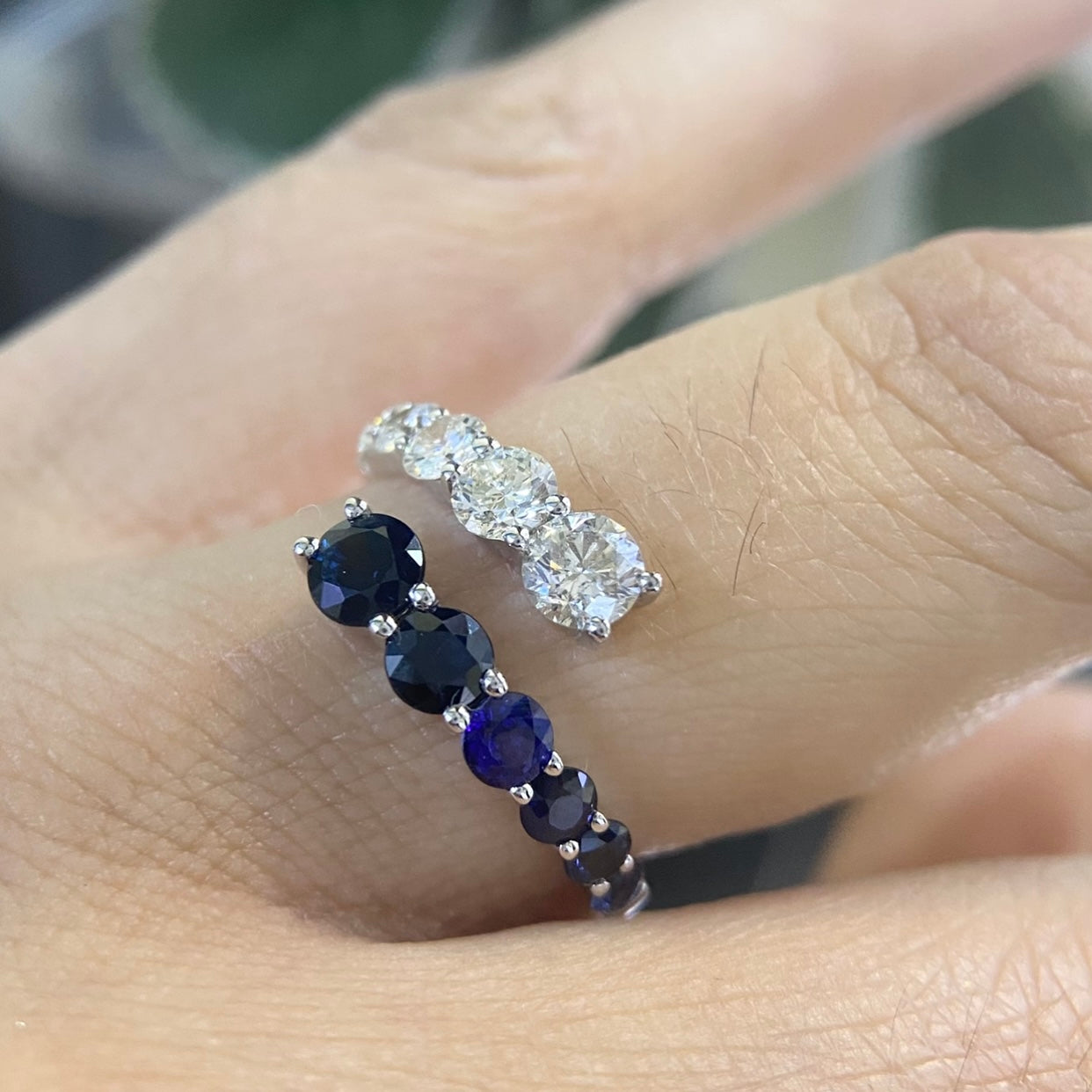 18K White Gold Sapphire & Diamond Ring – 1.15CT Sapphires / 0.85CT Diamonds | B16596BS-12
