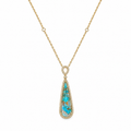 14K Yellow Gold Turquoise Pendant Necklace – 6.53ct Turquoise & 0.22ct Diamonds DC-N13082-8 2TJ