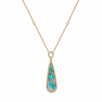 14K Yellow Gold Turquoise Pendant Necklace – 6.53ct Turquoise & 0.22ct Diamonds DC-N13082-8 2TJ