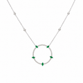 18K White Gold Emerald & Diamond Pendant Necklace – 0.79CT Total Gemstone Weight EMDN027 IIJJ
