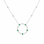 18K White Gold Emerald & Diamond Pendant Necklace – 0.79CT Total Gemstone Weight EMDN027 IIJJ